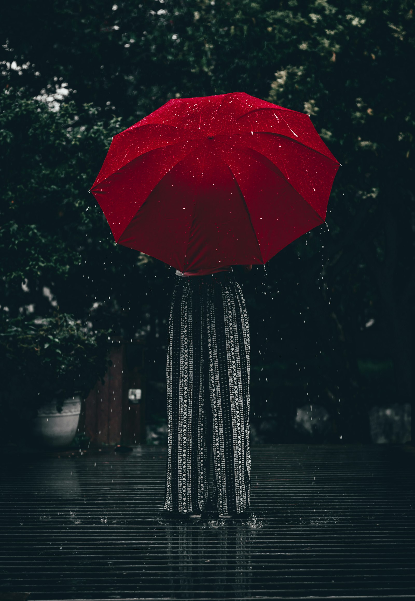 Raincoats and umbrellas
